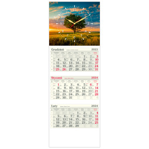 kalendarz trójdzielny - ZEGAR DRZEWO