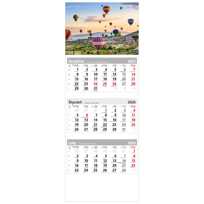kalendarz trójdzielny -  BALONY